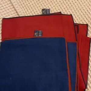 2 Loro Piana orange and Blue cashmere and silk Set of square scarves 39”x39”